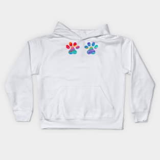 Two Cats Colorful Paws Kids Hoodie